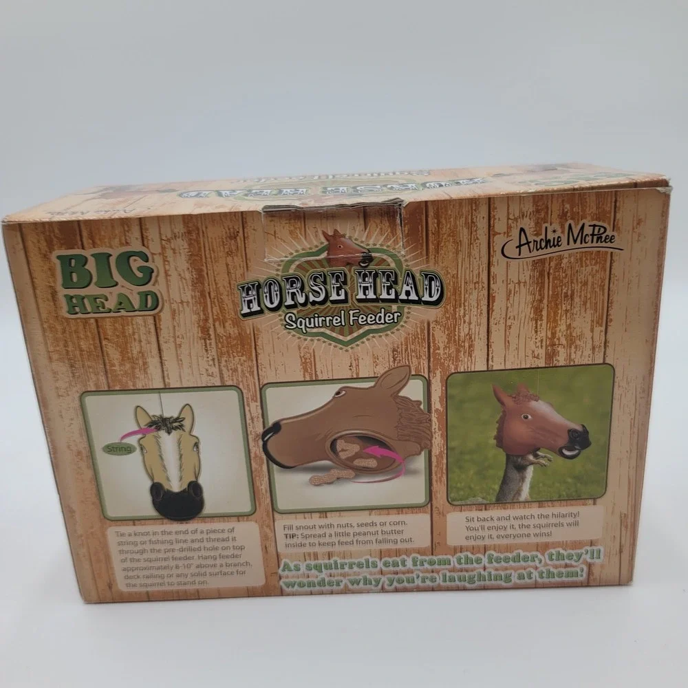 Archie McPhee‎ Big Head Horse Head Squirrel Feeder Novelty Gag Gift Brown Vinyl